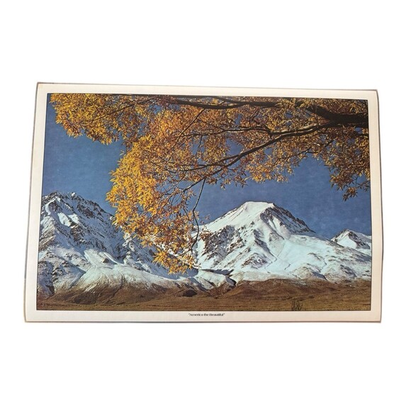 Vintage "America The Beautiful” Double Sided Laminated 5 Placemats with Box - Picture 2 of 9